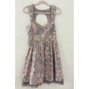Rare Free People Women's Sunkissed Summer‎ Floral Gray Cutout Mini Dress Size 8